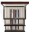 wood pen display case 36 slot Fountain pen Box storage Organizer with drawer, Top Glass Window Pen Collection Display Case