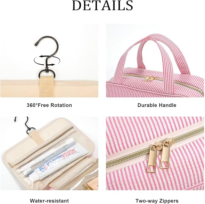 YOOLIFE Christmas Gifts for Women Teenage Girls Stocking Stuffers, Initial Hanging Toiletry Bag for Women Teen Girl, Travel Toiletry Bag Gifts for Mom Daughter Sister Friends, Letter A, Purple