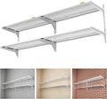 2-Pack 2 Tier 1.3x3ft Garage Shelving Wall Mounted, 500lbs Load Capacity，15.6x36inch per Shelf Height Cassette Adjustable Floating Shelves White