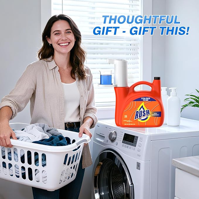 Electric Laundry Detergent Dispenser, 2000mAh USB-C Rechargeable Laundry Soap Dispenser Pump, 15-75 ml One-Press Dose, No-Spill for Liquid Detergent Containers, Laundry Organization(White)
