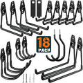 18 Pack Garage Hooks Heavy Duty Utility Steel with Anti-Slip Coating Wall Mount Storage Organizer for Hanging Power and Garden Tools, Ladders, Hose, Bikes, Ropes, Bulk Items, and More