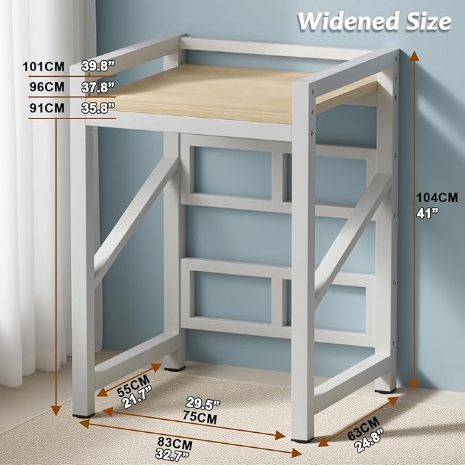 Over The Washer and Dryer Storage Shelf, Widen & 3 Height Adjustable Stacking Rack, Space Saver Washer Dryer Stacking Kit, Thicker Metal Washer Shelf for within 29.5" width (White, 29.5 Inch)