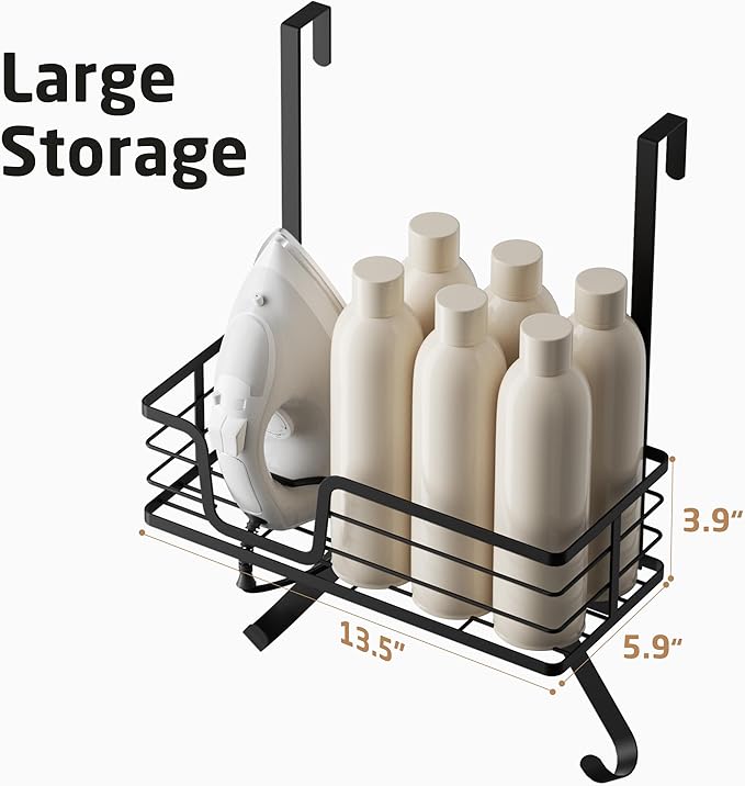 KES Over The Door Ironing Board Holder, Ironing Board Hanger for Laundry Room Organization and Storage Y and T Shaped Fits for 1 3/4 Doors Matte Black, HIR501B-BK