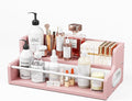 KLM 2-Tier Liquor Bottle Display Shelf, Bar Counter Organizer with Metal Rod, Mini Bar Storage Rack (Pink)