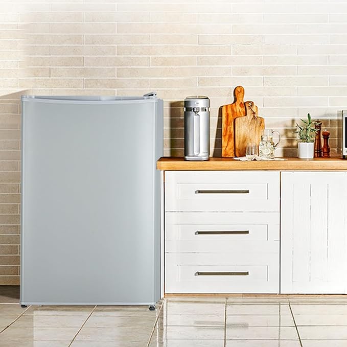 Jojoka 4.3 Cu.ft Mini Fridge with Freezer, Single Door Small Refrigerator with Slide Out Glass Shelves, Compact Refrigerator for Bedroom, Office, Dorm