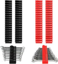 80 pcs MAGNETIC Modular Wrench Organizers for Tool Drawers - Wrench Rack with Metric & SAE Labels, Perfect Tool Storage Holder. Gift for father, brother and boyfriend (With Magent) (Black and Red)