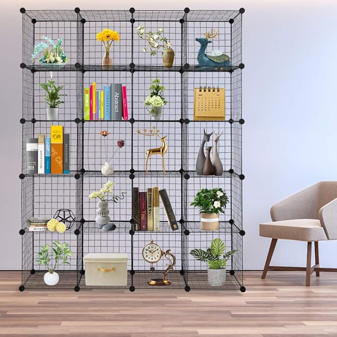 20 - Cube Organizer: Wire Cube Storage for Home & Office - Multifunctional, Modular Cubbies