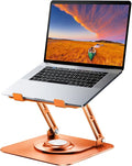 Laptop Stand for Desk, Adjustable Computer Stand with 360° Rotating Base, Ergonomic Laptop Riser for Collaborative Work, Foldable & Portable Laptop Stand, fits for All 10-16" Laptops (Orange)