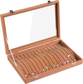 Frebeauty 15 Hooks Necklace Tray Velvet Neckalce Organizer with Clear Lid Lockable Necklace Holder Box Jewelry Organizer for Pendants Chains Necklace Jeweley Tray for Women Girl (Camel)