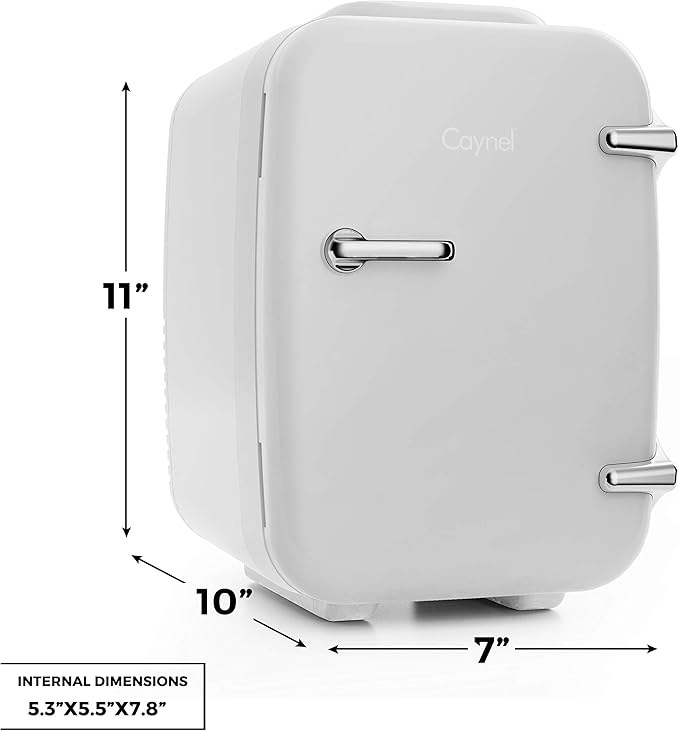 CAYNEL Mini Fridge Portable Thermoelectric 4 Liter Cooler and Warmer for Skincare, Eco Friendly Beauty Fridge For Foods,Medications, Cosmetics, Breast Milk, Medications Home and Travel