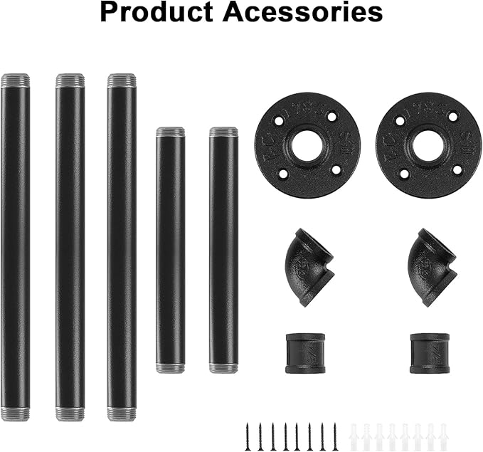 Industrial Iron Pipe Clothes Hanging Bar DIY Wall-Mounted Garment Rack Heavy Duty Clothing Rack for Bedroom, Laundry Room, Closet Storage (Black 36 inch)