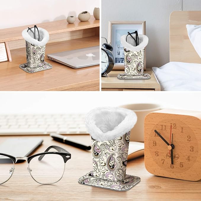 Fintie Plush Lined Eyeglasses Holder, Glasses Stand Case, Anti-scratch Glasses Storage Organizer for Desk, Nightstand, Office