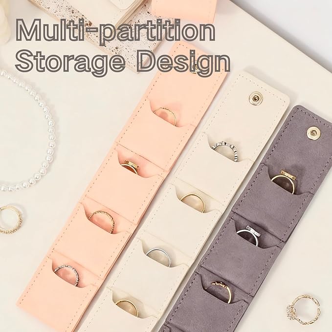 Mini Travel Jewelry Bag,Mini Jewelry Pouch,Protable travel Jewelry Storage Organizer Case,Small Jewelry Storage Roll with Buckle for Earrings,Rings,Necklaces (Pink, 1Pcs)