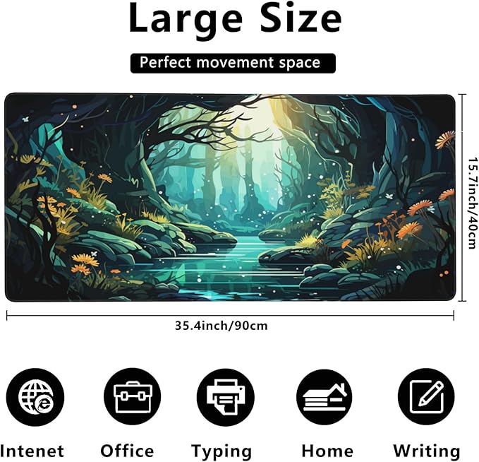 Gaming Mouse Mat Beautiful Landscape Large Mouse Pad Extended Mouse Pad Desk Mat Non-Slip Rubber Base Mice Pad Desk Pad for Office Game Home 35.4x15.75 in