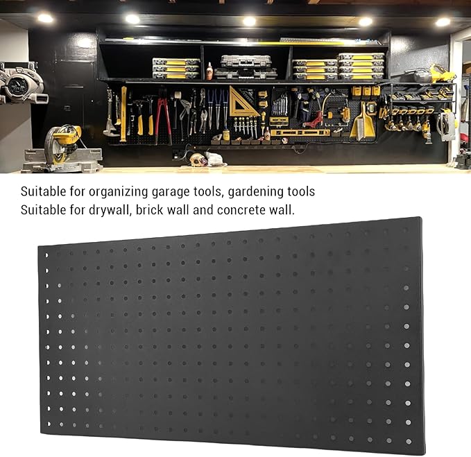 Fydun Metal Pegboard Wall Panels Steel Modular Peg Board Organizer Garage Workbench