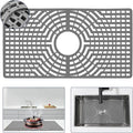 Silicone Sink Protector 30"x16" Center Drain Hole, Heat Resistant Non-slip Dishwasher Suitable, Large Sink Mat for Bottom of Farmhouse Kitchen Stainless Steel Sinks (Grey)