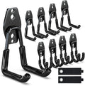 3-H Heavy Duty Garage Hooks 10 Pack, Garage Wall Hooks with Extra Welding Spots,Wall Mount Storage Organizer for Hanging Garden Lawn Tools, Chair, Shovel, Blower (Black)