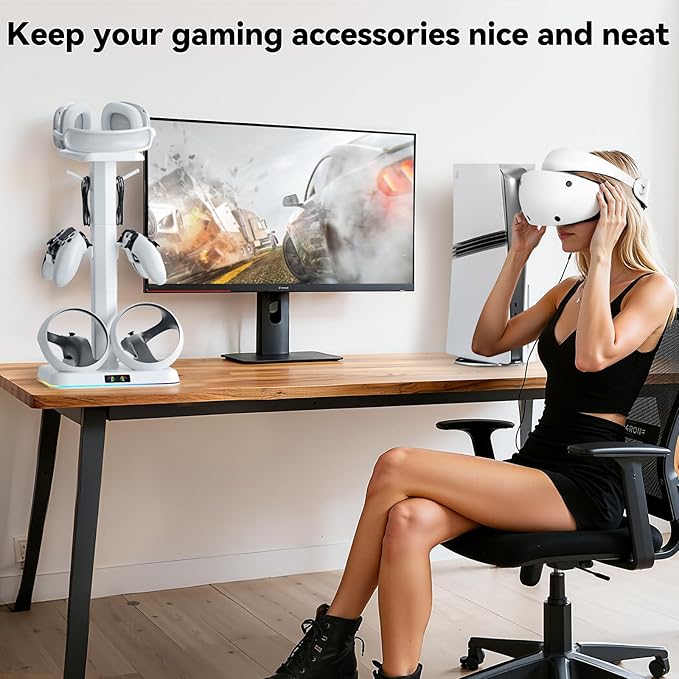 PSVR 2 Charging Station, Fast Charging Dock with Magnetic Clasp, Storage Stand for VR2 Headset & PS5 Controller with 9 RGB Modes, Includes Type-C Connectors Commodore 64 Games