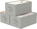 Foldable Closet Organizer, 3 Pack Cube Storage Bin, Clothes Basket for Shelves with 2 Handles, Saving Space, Grey, 18.5 x 11 x 7.9 In, XSNY11GL-3