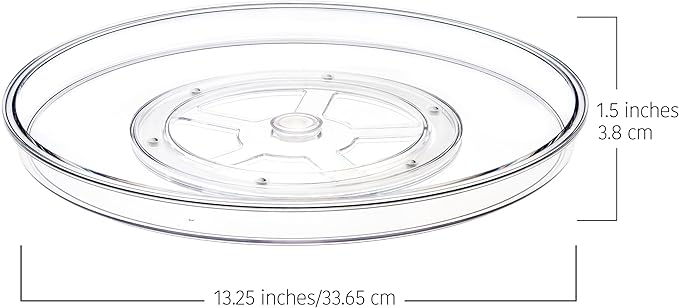 primebox 14" Lazy Susan Organizer. 360 Degree Rotating Turntable for Cabinets, Fridge, Pantry, Bathroom, Under Sink Organizing, Countertops, Vanity, Organizer for Spices Clear 4 Pack