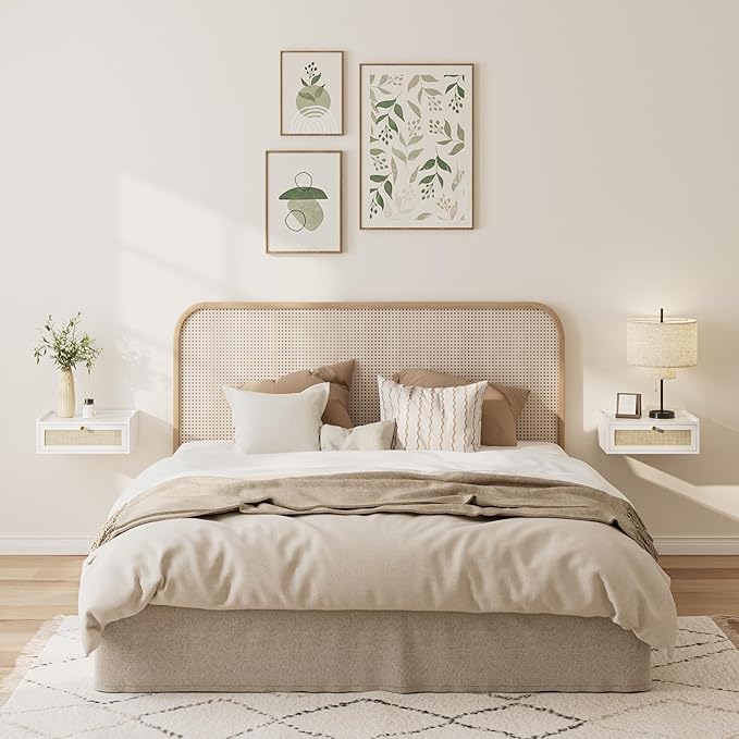 Floating Nightstand,Wall Mounted Night Stand with Drawer,Small Floating Shelves,Floating Wood Bedside Table for Bedroom、Living Room、Bathroom(No Assembly)