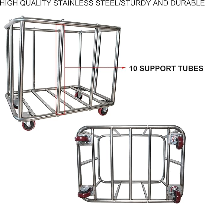 Laundry Cart Commercial,11.35 Bushel Large Industrial Rolling Laundry Hamper with 4 Inch Wheels,Household Heavy Duty Laundry Baskets with Stainless Steel Frame, 286 LBS Weight Capacity