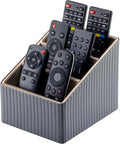 KINGFOM 3 Slot PU Leather Remote Controller Holder, Home Sundries Storage Box, TV Guide/Mail/CD Organizer/Caddy/Holder with Free Cable Desk Organizer (Grey)