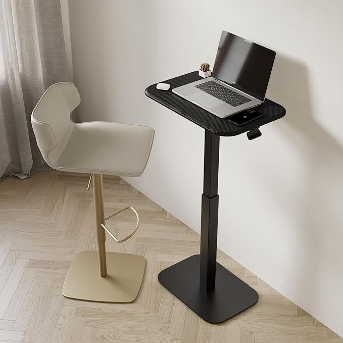 ERGOHOME™ ELEVANCE TABLE™ Height Adjustable Side Table for Couch or Bed, Laptop Table - Small End Table Office Coffee Table - C-Shaped Sofa Side Table with Multi-Function (Black Base Carbon Black Top)
