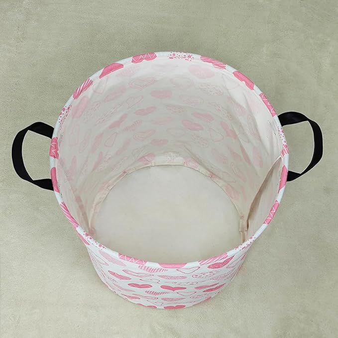 LANGYASHAN Laundry Basket Canvas Fabric Collapsible Organizer Basket for Storage Bin Toy Bins Gift Baskets Bedroom Clothes Children Nursery Hamper (Angel Heart)
