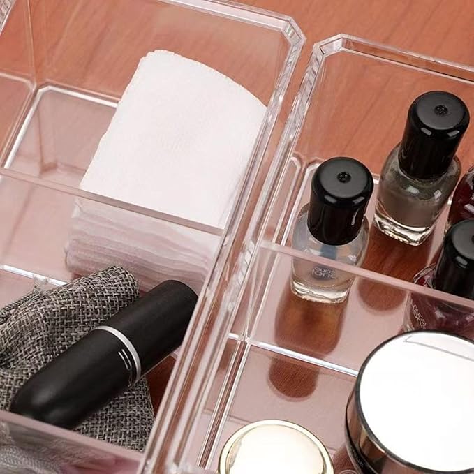 Hair Accessories Organizer for Girls, Clear Acrylic Hair Tie Organizer, or Headband, bows，Cute Small Stackable Storage Drawer Container Caddy Box for Bathroom Vanity Countertop
