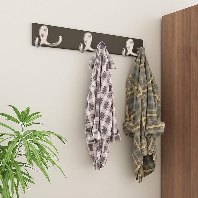 IBosins 10 Pack Heavy Duty Double Prong Coat Hooks Wall Mounted with 20 Screws Retro Double Hooks Utility Hooks for Coat, Scarf, Bag, Towel, Key, Cap, Cup, Hat