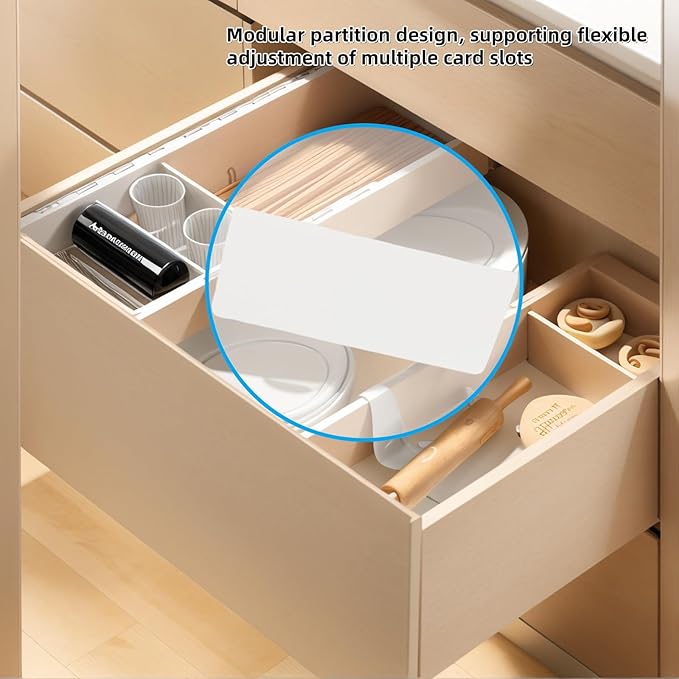 Deep Drawer Organizer, Expandable Storage Trays with Adjustable Dividers, Collapsible & Stackable for Kitchen, Bathroom, Office, Makeup - 2 Pack, White