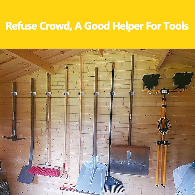 Verdenu 25 Pack Broom Holder Wall Mount, Mop and Broom Holder Wall Mount, Stainless Steel Command Mop Holder with Screws, Garden Tool Storage Organizer for Kitchen, Home, Bathroom, Garage, Grey