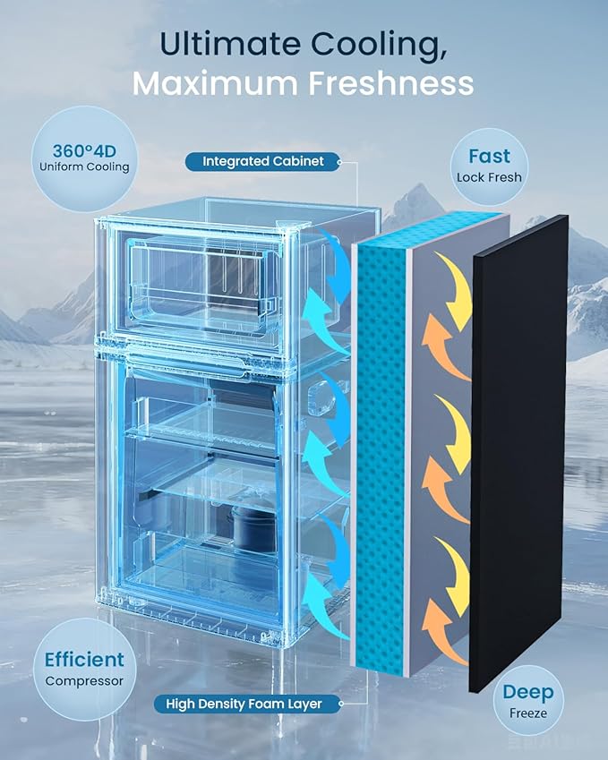 3.2 Cu.Ft Mini Fridge with Freezer - 2 Door Small Refrigerator, Mini Refrigerator with Adjustable Thermostat, Removable Shelves, Mini Fridge for Bedroom, Office, Dorm, Apartment, Black