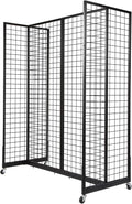 Grid Gondola Unit, 4pcs 2'x 5' Grid Wall Panels with Sturdy Frames, Gridwall Display Stand with Wheels, Craft Show Gridwall Display Rack, Art Display - Black
