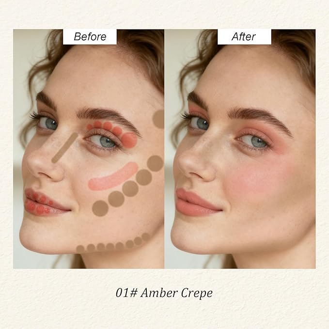 Color Nymph Blush Contour Makeup Stick, Double-end Stick Cream Blush & Contour Multiuse Butter Stick For Cheeks Eyes Lip Matte Texture Vegan & Cruelty-Free - 01# Amber Crepe
