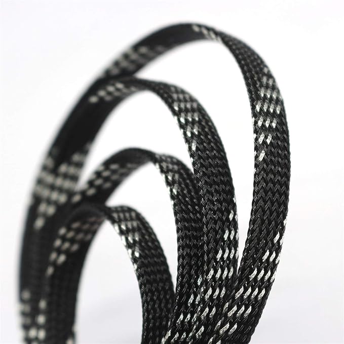 30ft PET Expandable Sleeving Wire Cable Sleeve (1/2", Silver&Black)
