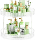 Acina 2-Tier Bathroom Countertop Organizer: 360° Clear Lazy Susan Rotating Storage Tray - Spinning Perfume Cosmetics Vanity Shelf for Bathroom Cabinet, Kitchen (Large)