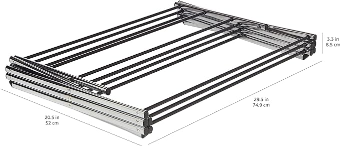 Amazon Basics Foldable Portable Laundry Drying Rack for Indoor Air Drying Clothing, 14.5 x 29.5 x 41.8 inches (LxWxH), Chrome Silver