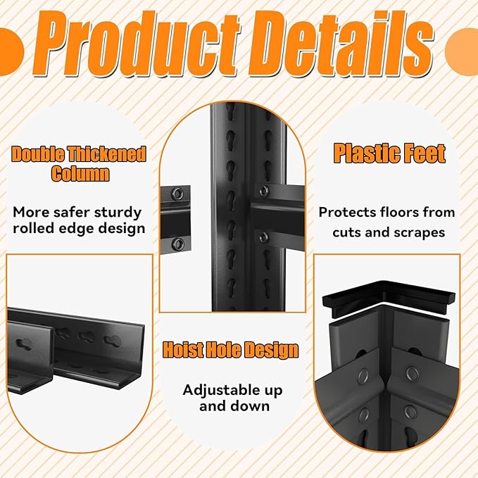 Garage Storage Shelves,5 Tier Shelving Unit, 40 inch Wide, 18” Deep, 78” Tall Organizer Metal Shelf for Basement/Laundry/Pantry Heavy Duty, Adjustable,Easy to Install (5Tier-47"Wx24"Dx72"H with Fence)