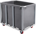 Commercial Laundry Cart with Wheels,400L Large Industrial Laundry Cart,Commercial Laundry Basket with Sturdy Steel Frame and Oxford Bag for Home Hotel Hospital 440 lbs (Off White)
