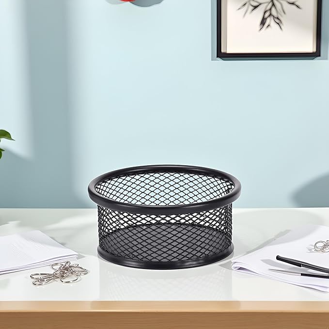 1Pc Black Metal Paper Clip Holder Mesh Paperclip Bowl Binder Clip Dispenser Desk Bobby Pin Container Organizer for Home Office Classroom School Desk Supplies Holders