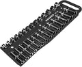 Magnetic Socket Holder Set with Handle, Portable Socket Organizer, Heavy Duty Socket Racks (Black, 3/8" Drive)