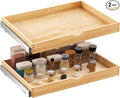 Menkxi 2 Set Pull out Tray Cabinet Organizer Wooden Pull Drawers storage Slide out Pantry Shelf for Base Cabinet Kitchen Gentle Close Fully Assembled Accessories (Wood Color,30'' X 21'' X 3")