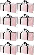 Extra Large Moving Bags with Zippers & Carrying Handles, Heavy-Duty Storage Tote for Space Saving Moving Storage, Fold Flat, Alternative to Box and Bin - 8 Pack, Semi-Transparent