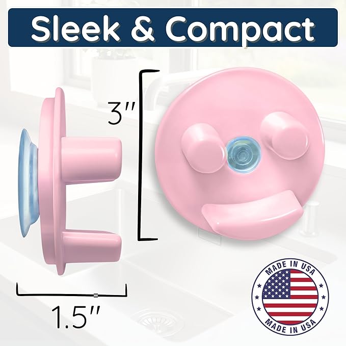 BeraTek Smiley Face Sponge Holder for Kitchen Sink - Stop Soggy Sponges, In Sink Sponge Holder with Suction Cup - Sponge Caddy Fits Most Happy Face Sponges - Pink, 1 Pack