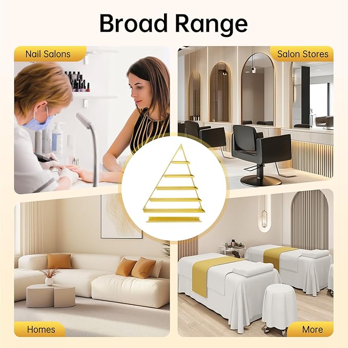 6PCS Nail Polish Racks, 5 Tiers Heart-Shaped Cosmetic Display Racks, Triangular Floating Wall Mount Cosmetic Display Shelves for Home Spa Nail Salon Shop