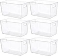 Vtopmart 6 PCS Clear Plastic Storage Bins, Pantry Organizer Containers with Handle for Refrigerator, Fridge, Cabinet, Kitchen, Countertops, Cupboard, Home Organization and Storage, XL