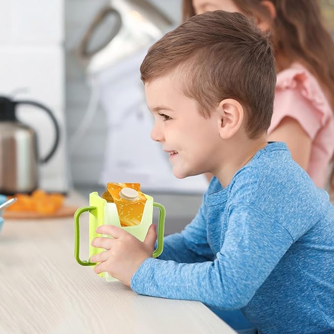 Juice Box Holder - Portable Toddler Drink Pouch Holder, Squeeze Proof Milk Pouch Holder | Reusable Milk Carton Cup Holder, Adjustable Juice Bag Holder, Milk Cup Holder Peerfect for Kids and Toddler