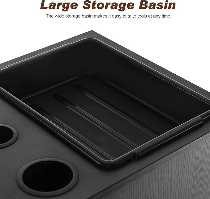 BarberPub Salon Storage Cabinet Beauty Locker Hair Dryer Holder Stylist Spa Equipment with Drawer 2035 (Black)